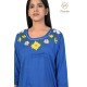 Effortlessly Embroideried Neck Stylish Blue Comfy Kurti For Women's