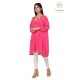 Pretty Fit And Solid Cotton Embroidery Neck Pink Kurti