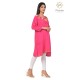 Pretty Fit And Solid Cotton Embroidery Neck Pink Kurti