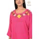 Pretty Fit And Solid Cotton Embroidery Neck Pink Kurti