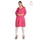 Women's Stylish Comfy Fit Solid Cotton Pink color Neck Embroidery Kurti