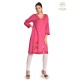 Women's Stylish Comfy Fit Solid Cotton Pink color Neck Embroidery Kurti