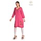 Women's Stylish Comfy Fit Solid Cotton Pink color Neck Embroidery Kurti