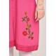 Women's Stylish Comfy Fit Solid Cotton Pink color Neck Embroidery Kurti