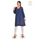 Fashionable Casual Wear Cotton Blue color Neck Embroidery Kurti