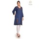 Fashionable Casual Wear Cotton Blue color Neck Embroidery Kurti