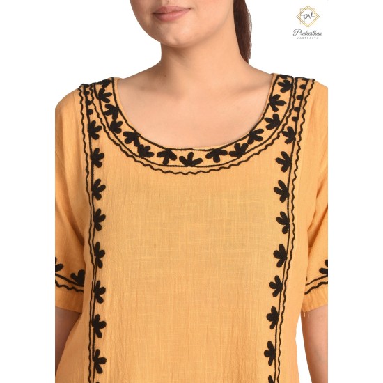 Classy Trendy Cotton Straight Comfy Light Orange Kurti