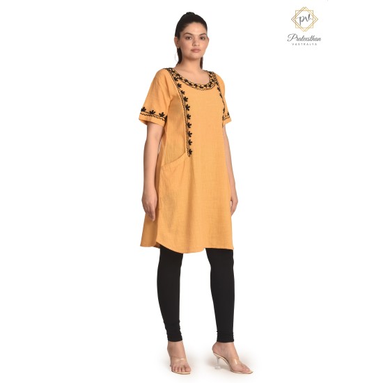 Classy Trendy Cotton Straight Comfy Light Orange Kurti