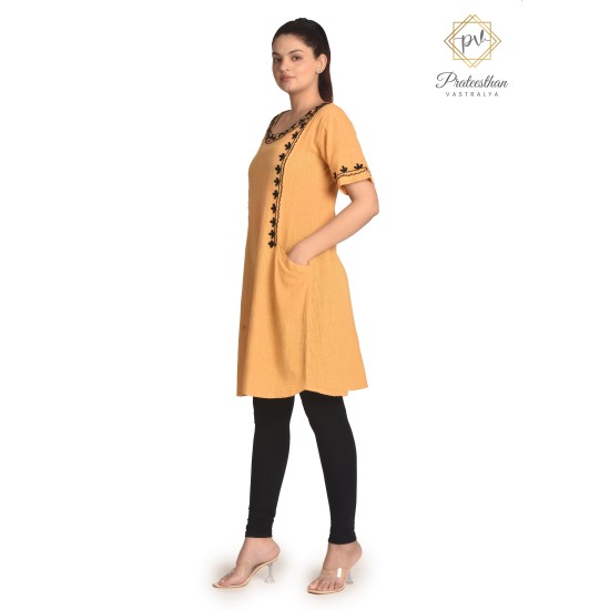 Classy Trendy Cotton Straight Comfy Light Orange Kurti