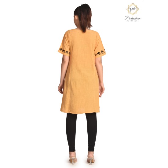 Classy Trendy Cotton Straight Comfy Light Orange Kurti