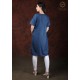 Stylish Beautiful Printed Neck Women's Denim Kurti