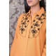 Trendy Casual Wear Cotton Women embroidered Orange Kurti Dress