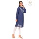 Fashionable Casual Wear Cotton Blue color White Neck Embroidery Kurti