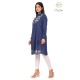 Fashionable Casual Wear Cotton Blue color White Neck Embroidery Kurti