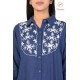 Fashionable Casual Wear Cotton Blue color White Neck Embroidery Kurti