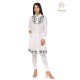 Amazing Classy Floral Designer Neck Full Sleeve Cotton White Women's Kurti