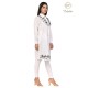 Amazing Classy Floral Designer Neck Full Sleeve Cotton White Women's Kurti