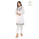 Amazing Classy Floral Designer Neck Full Sleeve Cotton White Women's Kurti