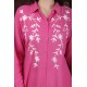 Cotton Solid Comfy Floral Embroidery Neck Beautiful  Pink Kurti