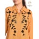 Classy Trendy Cotton Straight Neck Embroidery Comfy Orange Kurti