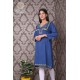 Simply Beautiful Neck Embroidery Cotton Blue Kurti