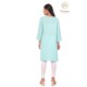 Effortlessly Embroideried Neck Stylish Light Blue Kurti For Women's