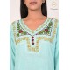 Effortlessly Embroideried Neck Stylish Light Blue Kurti For Women's