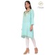 Effortlessly Embroideried Neck Stylish Light Blue Kurti For Women's