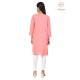 Fashionable Embroidery Neck Beautiful Peach Cotton Kurti