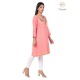 Fashionable Embroidery Neck Beautiful Peach Cotton Kurti