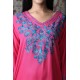 Designer Beautiful Neck Embroidery Cotton Pink Women's Kurti