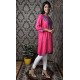 Designer Beautiful Neck Embroidery Cotton Pink Women's Kurti