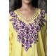 Beautiful Yellow Cotton Women's Neck Embroideried Kurti