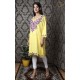 Beautiful Yellow Cotton Women's Neck Embroideried Kurti