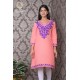 Traditional Embroidery Neck Beautiful Peach Cotton Kurti