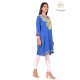 Pretty Neck Embroidery Beautiful Casual Cotton Blue Kurti