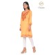 Comfy Embroidery Neck Cotton Yellow Kurti For Women's