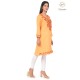 Comfy Embroidery Neck Cotton Yellow Kurti For Women's