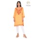 Comfy Embroidery Neck Cotton Yellow Kurti For Women's