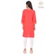 Simply Beautiful Neck Embroidery Cotton Red Kurti