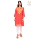 Simply Beautiful Neck Embroidery Cotton Red Kurti