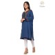 Floral Neck Embroidery Beautiful Casual Cotton Blue Women's Kurti