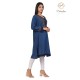 Floral Neck Embroidery Beautiful Casual Cotton Blue Women's Kurti