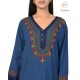 Floral Neck Embroidery Beautiful Casual Cotton Blue Women's Kurti