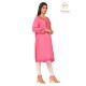 Pink Floral Neck Embroidery Beautiful Cotton Women's Kurti