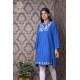 Stylish Neck Embroidery Beautiful Casual Cotton Blue Kurti