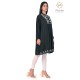 Fashionable Cotton Floral Embroidery Neck Black Kurti 