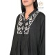 Fashionable Cotton Floral Embroidery Neck Black Kurti 