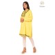 Beautiful Simply Neck Embroidery Yellow Cotton Women's Kurti