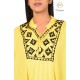 Beautiful Simply Neck Embroidery Yellow Cotton Women's Kurti